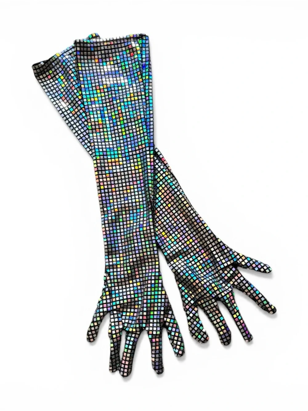 NWT Club Exx Holographic Silver Sleeveless Mini Dress with Matching Gloves - Picture 4 of 4